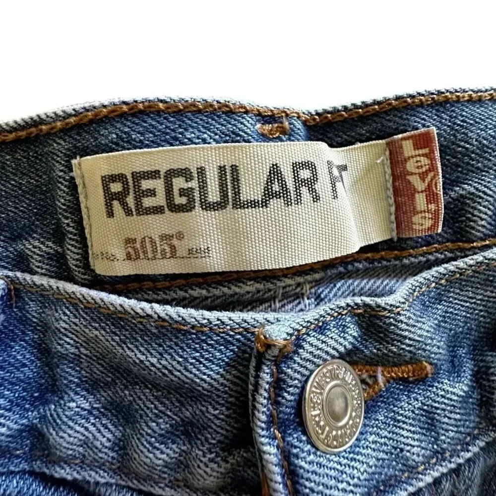 Levis 505 Jeans Mens 34X34 measure 31x32 Regular Fit Straight Leg Light Wash - Picture 8 of 12